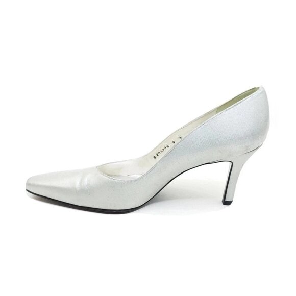 Stuart Weitzman Womens Silver Metallic Pointed Toe Pumps Size 9B Heels - Picture 7 of 11